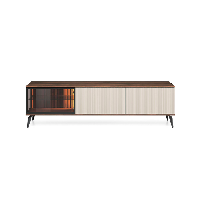 Ensemble meuble TV VICI couleur Cachemire / Noyer Warmia